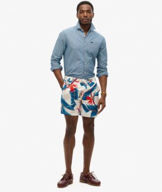17-inch swim short with recycled Hawaiian print