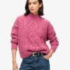 Aran-polo met kabelpatroon