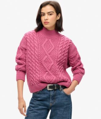Aran-polo met kabelpatroon