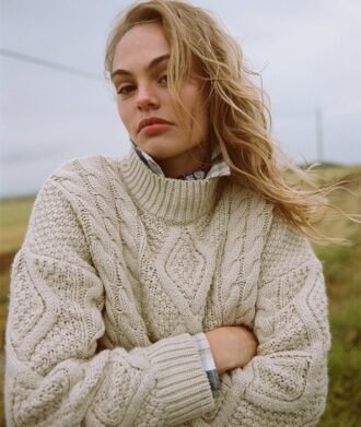 Aran-polo met kabelpatroon