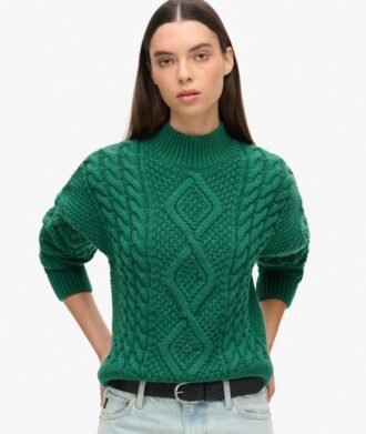 Aran-polo met kabelpatroon