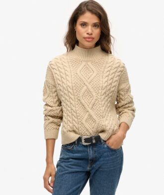Aran-polo met kabelpatroon