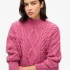 Aran-polo met kabelpatroon