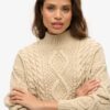 Aran-polo met kabelpatroon