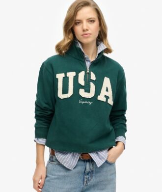Athletic Essentials Sweatshirt met halve rits en applicatie