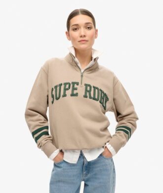 Athletic Essentials Sweatshirt met halve rits en applicatie