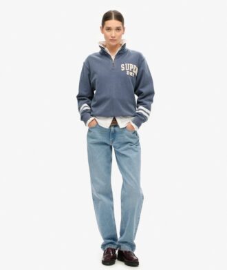 Athletic Essentials Sweatshirt met halve rits en applicatie