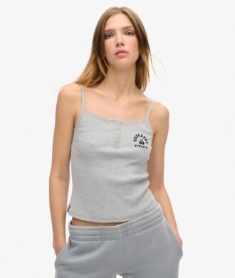 Athletic Essentials T-shirt met print en knoopjes
