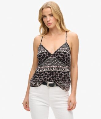 Bedrukte geweven cami-top