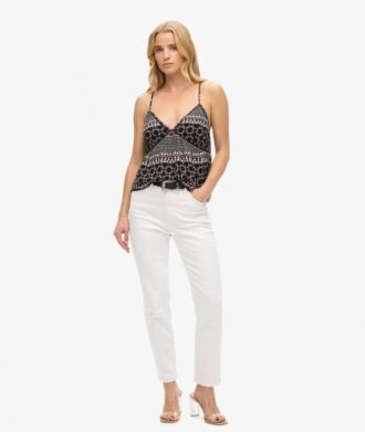 Bedrukte geweven cami-top