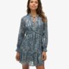 Bedrukte metallic mini-jurk met lange mouwen