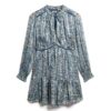 Bedrukte metallic mini-jurk met lange mouwen