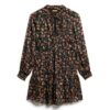 Bedrukte metallic mini-jurk met lange mouwen