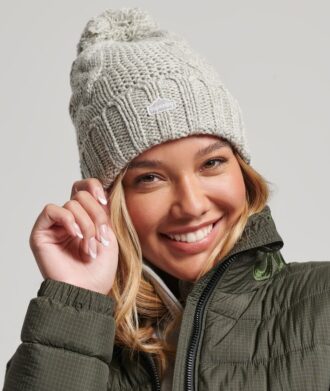 Bobble-mutsen met kabelpatroon