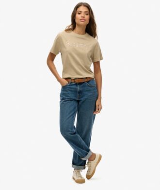 Boxy, losvallend T-shirt met geborduurd Core-logo