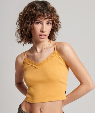 Cami-top met geribde kanten rand