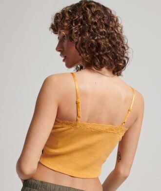 Cami-top met geribde kanten rand