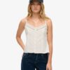 Cami-top met knoopsluiting en kant Cami-top met knoopsluiting en kant