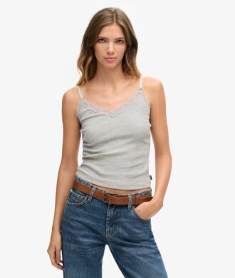 Cami-top met Vintage ribkant van Organic Cotton