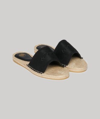 Canvas espadrille-slippers met overlay
