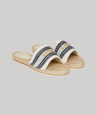 Canvas espadrille-slippers met overlay