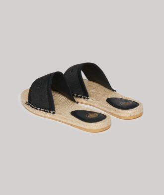 Canvas espadrille-slippers met overlay