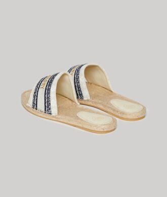 Canvas espadrille-slippers met overlay