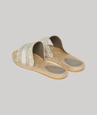 Canvas espadrille-slippers met overlay