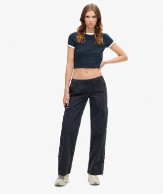 Cargobroek met lage taille en wijde pijpen Cargobroek met lage taille en wijde pijpen