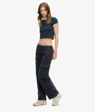 Cargobroek met lage taille en wijde pijpen Cargobroek met lage taille en wijde pijpen