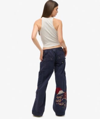 Cargobroeken met lage taille en borduursels