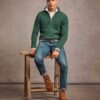 Cotton Classics gebreide trui met halve rits Cotton Classics gebreide trui met halve rits