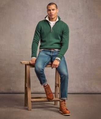 Cotton Classics gebreide trui met halve rits