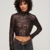 Crop top met lange mouwen en pailletten Crop top met lange mouwen en pailletten