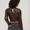 Crop top met lange mouwen en pailletten Crop top met lange mouwen en pailletten