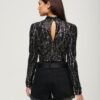 Crop top met lange mouwen en pailletten Crop top met lange mouwen en pailletten