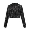 Crop top met lange mouwen en pailletten Crop top met lange mouwen en pailletten