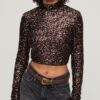 Crop top met lange mouwen en pailletten Crop top met lange mouwen en pailletten