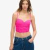 Crop-top met ruches en mesh