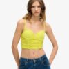 Crop-top met ruches en mesh