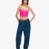 Crop-top met ruches en mesh