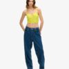 Crop-top met ruches en mesh