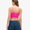 Crop-top met ruches en mesh