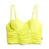 Crop-top met ruches en mesh
