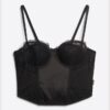 Crop-top met ruches en mesh