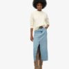 Denim maxi-rok met split