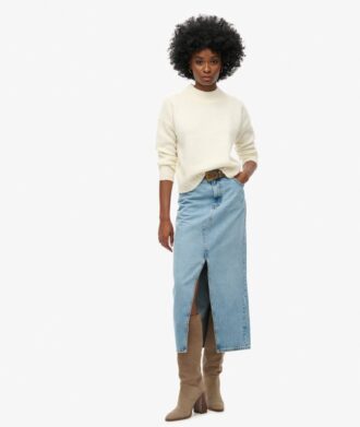 Denim maxi-rok met split
