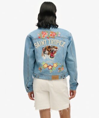 Denimjas met versieringen