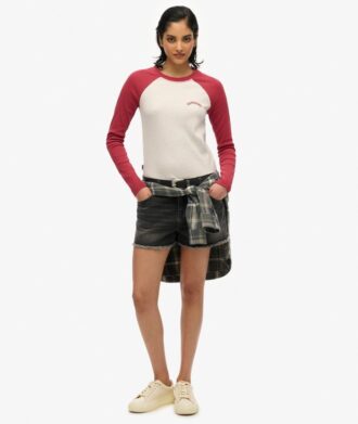 Essential Logo geribbeld baseballshirt met lange mouwen