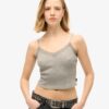 Essentiële cropped cami-top met kanten rand
